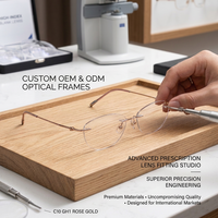 Montures de lunettes semi-cerclées en titane, verres optiques papillon, lentilles PC, personnalisables OEM ODM