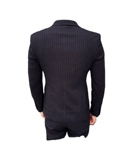 Abiti da uomo d'affari doppiopetto di fascia alta di dimensioni personalizzate abiti da cerimonia da ufficio con motivo a righe set tre pezzi di abbigliamento da lavoro - Product Image 3