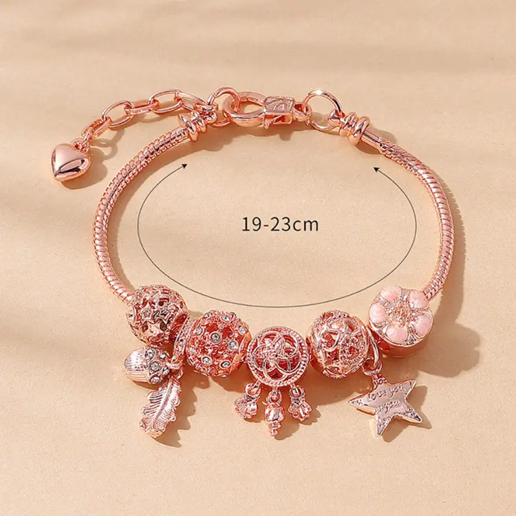 2024 สินค้ายอดนิยมส่งเสริมการขาย Tai เครื่องประดับแฟชั่น Rose Gold สี DIY Charms สร้อยข้อมือปรับ