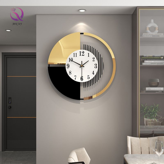 MKMJ Creative Silent Nordic Style Luxury Clock Wall Hanging Clock Home Decor Wall Clock for Living Room Bedroom Wall Decoration