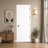 Puerta Interior de Madera Sólida, Diseño Liso, Pintura a Base de Agua, Color RAL Personalizado, para Dormitorio o Apartamento