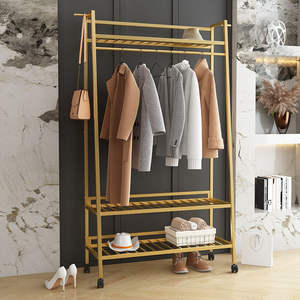 Perchas modernas simples <span class=keywords><strong>de</strong></span> doble poste <span class=keywords><strong>para</strong></span> dormitorio, <span class=keywords><strong>colgar</strong></span> <span class=keywords><strong>ropa</strong></span>, chaquetas, faldas, camisas, suéteres, percheros dorados - Product Image 5