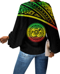 Plus Size Frau Kleidung Hawaiian Tribal Pattern Blumen Chiffon Blusen Vneck Kanaka Maoli Island Print Kleidung Plus Size T-Shirt - Product Image 6