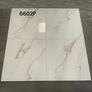 Suelo de mármol de cuerpo completo blanco brillante pulido esmaltado Premium gres porcellanato 60x60 Precio de baldosas de porcelana