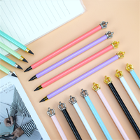 Crayon infini en métal sans encre de luxe Crown Top Eternal pour l'école, le bureau, les fournitures de papeterie, cadeau