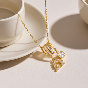 <span class=keywords><strong>Collana</strong></span> con <span class=keywords><strong>ciondolo</strong></span> in zircone fai-da-te Jeutelis in rame da donna, personalizzabile con pendenti a forma di <span class=keywords><strong>cavallo</strong></span>, cuore, smalto floreale e croce, regalo per lei - Product Image 2