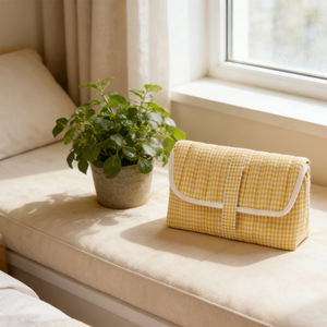 Sac à cosmétiques en <span class=keywords><strong>tissu</strong></span> à motif <span class=keywords><strong>vichy</strong></span> élégant de haute qualité, organiseur de maquillage portable, pochette pour les voyages et le quotidien - Product Image 5