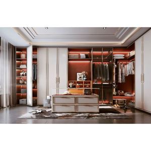 Armoire en bois sur mesure, placard de chambre à coucher, dressing, armoire avec porte en verre, organisateur de rangement, armoires de chambre à coucher - Product Image 3