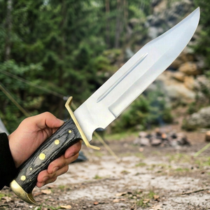 Nouveauté, couteau Bowie de haute qualité en acier inoxydable, qualité industrielle, manche en bois durable, personnalisable, camping, chasse, OEM - Product Image 4