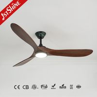 Ventilateur de plafond intelligent 1stshine en bois massif pour restaurant, maison connectée, haute efficacité, décoratif, ultra silencieux, robuste et écologique avec éclairage