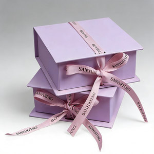 กล่องใส่เครื่องประดับแบบแข็งรูปทรงหนังสือสีชมพู ดีไซน์หรูหรา เป็นมิตรต่อสิ่งแวดล้อม ขายดีที่สุด พร้อมเคลือบลามิเนตด้านและริบบิ้น - Product Image 1