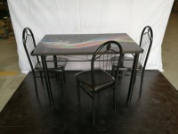 Métal et verre table à manger ensemble pour meubles de salle à manger avec chaise de salle à manger 6 pièces ou 4 pièces
