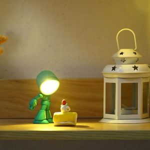 Lampe de table robot portable TSINYE, veilleuse <span class=keywords><strong>LED</strong></span> animale de dessin animé, support de téléphone sans fil, respectueux des yeux, décoration de chambre, sur batterie - Product Image 2