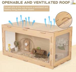 <span class=keywords><strong>Cage</strong></span> à hamster en bois de qualité supérieure, grande taille, avec toit ventilé ouvrable, habitat robuste pour petits animaux, pour hamsters et gerbilles - Product Image 3