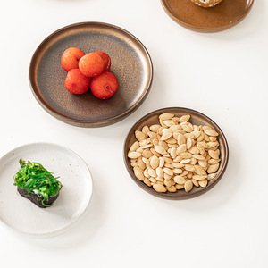<b>Ceramic</b> Serving <b>Plate</b> Round Crackle Glaze Handmade Retro Design For Party Dishes - Product Image 1