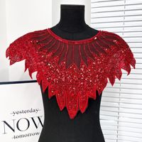 Broderie Corsage Écussons Strass Lourds Col Tulle Dentelle Col 3D Applique pour Robe Accessoires de Vêtements