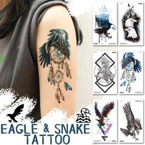 Adesivi per tatuaggi temporanei personalizzati per il trucco del corpo sicuri per la pelle Henna <span class=keywords><strong>Tattoo</strong></span> Art Wings Eagle Snake - Product Image 5