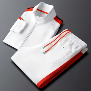 Ensemble de survêtement streetwear colorblock personnalisé avec veste zippée pour homme – Idéal pour le sport et les loisirs - Product Image 1