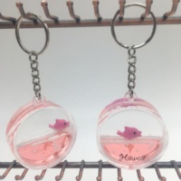 Porte-clés en acrylique flottant avec paillettes liquides, sable mouvant, cylindre rond, pour aquarium, neige, eau, parc océanique