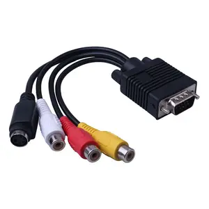 VGA SVGA to S-Video 3 RCA Converter AV TV Out Cable Adapter RCA Female Connector Video Cable for Laptop PC HDTV Monitor