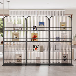 Cloison de bibliothèque de bureau en <span class=keywords><strong>fer</strong></span> et verre, écran décoratif mobile, pour bloquer la <span class=keywords><strong>vue</strong></span> dans le salon. - Product Image 2