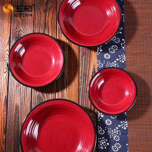 Melamine Round Buffet Plate Deep Shallow Thickened Shatter Resistant Imitation Porcelain Tableware Hotel Use - Product Image 4