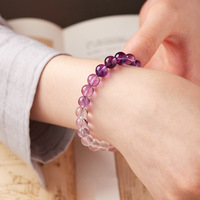 Bracelet géométrique en cristal poli, dégradé violet, Morion naturel, sensation luxueuse, motif Dragon Phénix, cadeau pour meilleure amie, anniversaire, examen