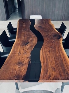 Tùy Chỉnh Pha Lê Rõ Ràng Nhựa Epoxy Bàn Ăn Đặt Rắn Gỗ Sông Bảng Cho Khách Sạn recina Epoxica Para Mesas - Product Image 4