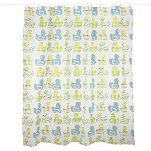 Animal Children Yellow Duck Design PEVA Shower Curtain with C Hooks Set of 13 Plastic Duck Shower Curtain Sets