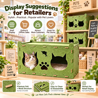 Maison pour chat en feutre et bois, abri intérieur pour animaux de compagnie, lit pour chat durable avec plateforme de repos supérieure, OEM personnalisé, vente en gros