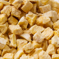 Krokante, taai gevriesdroogd fruit voor gezonde snacks en onderweg voeding van halve bananenreepjes