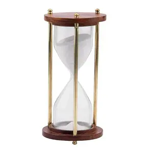 Promotional Good Seller Wood Nautical Ideal for Exercise Wooden Brass Hour Glass Sandglass Clock