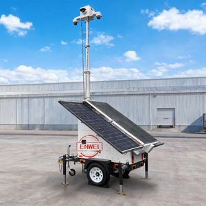 Remorque de vidéosurveillance solaire mobile 6m avec mât manuel pour chantier de construction - Product Image 3