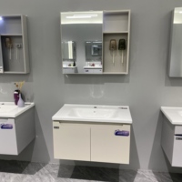Meuble-lavabo mural WJL en acier inoxydable de haute qualité, étanche, avec lavabo en céramique et miroir éclairé