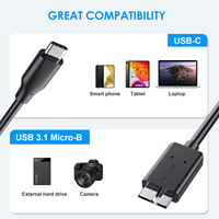 Kabel Data Hard Drive Tipe C ke Micro USB 3.1 dengan jaket TPE untuk pencetak dan penggunaan komputer