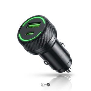 <span class=keywords><strong>Chargeur</strong></span> de voiture 38W PD double port QC3.0, <span class=keywords><strong>chargeur</strong></span> rapide pour voiture avec texture en fibre de carbone et lumière LED, universel 12-24V, <span class=keywords><strong>chargeur</strong></span> de téléphone pour voiture - Product Image 1