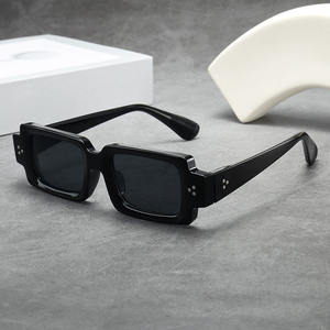 Damen Luxus Retro Unisex Sonnenbrille Hochwertige Erwachsene Vintage Schmales Rechteck Grüner Rahmen Schwarz Rosa Linse PC Anpassbar - Product Image 6