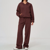 Ensemble de survêtement 2 pièces pour femme : veste courte à capuche et pantalon de jogging ample – Tenue décontractée pour le sport, la course et les activités de plein air