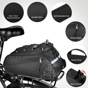Sac de porte-bagages arrière pour vélo, sac de coffre de vélo imperméable pour vélos de route et de montagne, sac de siège arrière de vélo avec protection contre la pluie - Product Image 3