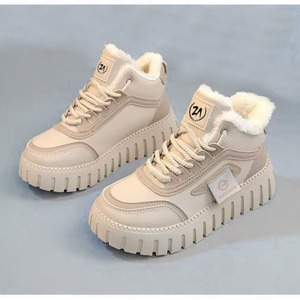 Nouvelles baskets d'hiver mi-montantes à motif écossais, doublées en maille, à lacets avant, décontractées, polyvalentes, version coréenne, à talon bas en plastique - Product Image 3