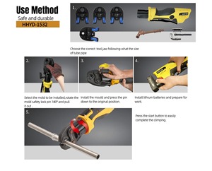 Kit d'outils hydrauliques électriques à batterie DIY pour la plomberie HVAC, presse à sertir professionnelle pour tubes en cuivre de 12 mm, raccords en <span class=keywords><strong>T</strong></span>, sertisseuses pour tubes en acier inoxydable - Product Image 5