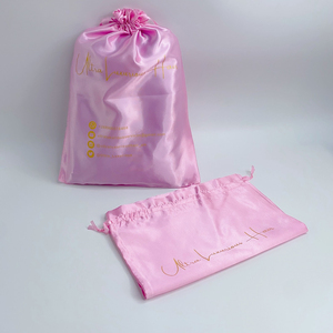 Professional Silk Packaging Bag Hair Extensions Custom Logo Printed Satin <b>Drawstring</b> <b>Pouch</b> for Jewelry and Gifts - Product Image 3