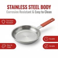 Poêle à frire professionnelle du fabricant, manche rouge, isolation thermique, non revêtue, pour la cuisine quotidienne à la maison, steak, omelette