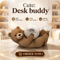 Distributeur de ruban adhésif personnalisé en résine, ours mignon marron, coupe-ruban pour décoration de bureau, fournitures scolaires, cadeau pour enfants et papeterie de studio