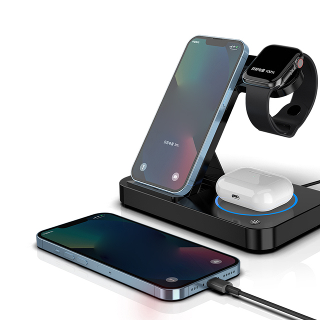 3 in 1 Wireless Charger Charging Stand Docking Station for iPhone ,Stand for Apple Watch Wireless Charging Case for Air Pods Pro