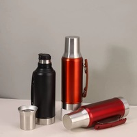 Bouilloire à vide en acier inoxydable à double poignée de conception moderne, portable de grande capacité pour les sports de plein air, l'école, le ventre chaud