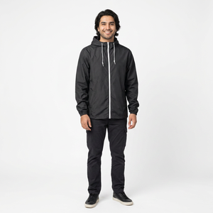 2026 New Design Canvas <b>Rain</b> <b>Jacket</b> Windbreaker for <b>Men</b> Autumn Sport High Street Style Stand Collar Front Logo - Product Image 1