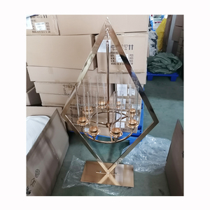 Centrotavola per matrimoni vendita popolare 10 teste candelabri alti candeliere <span class=keywords><strong>portacandele</strong></span> in metallo dorato - Product Image 2