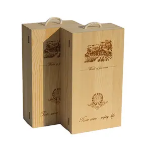 Custom Two Bottles Gift Wine Box Wood