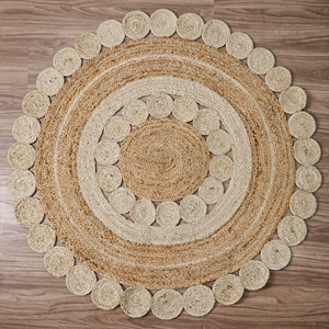 Tapis en jute tressé à la main, design rosette ovale, vente en gros pour salon, décoration intérieure - Product Image 1